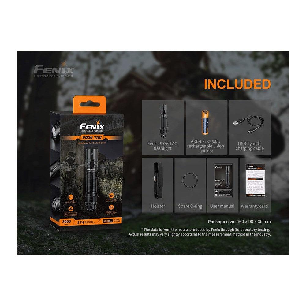 Fenix PD36 TAC Tactical Flashlight - 3000 Lumens-sku-44858620772648-Safety Glasses USA-15