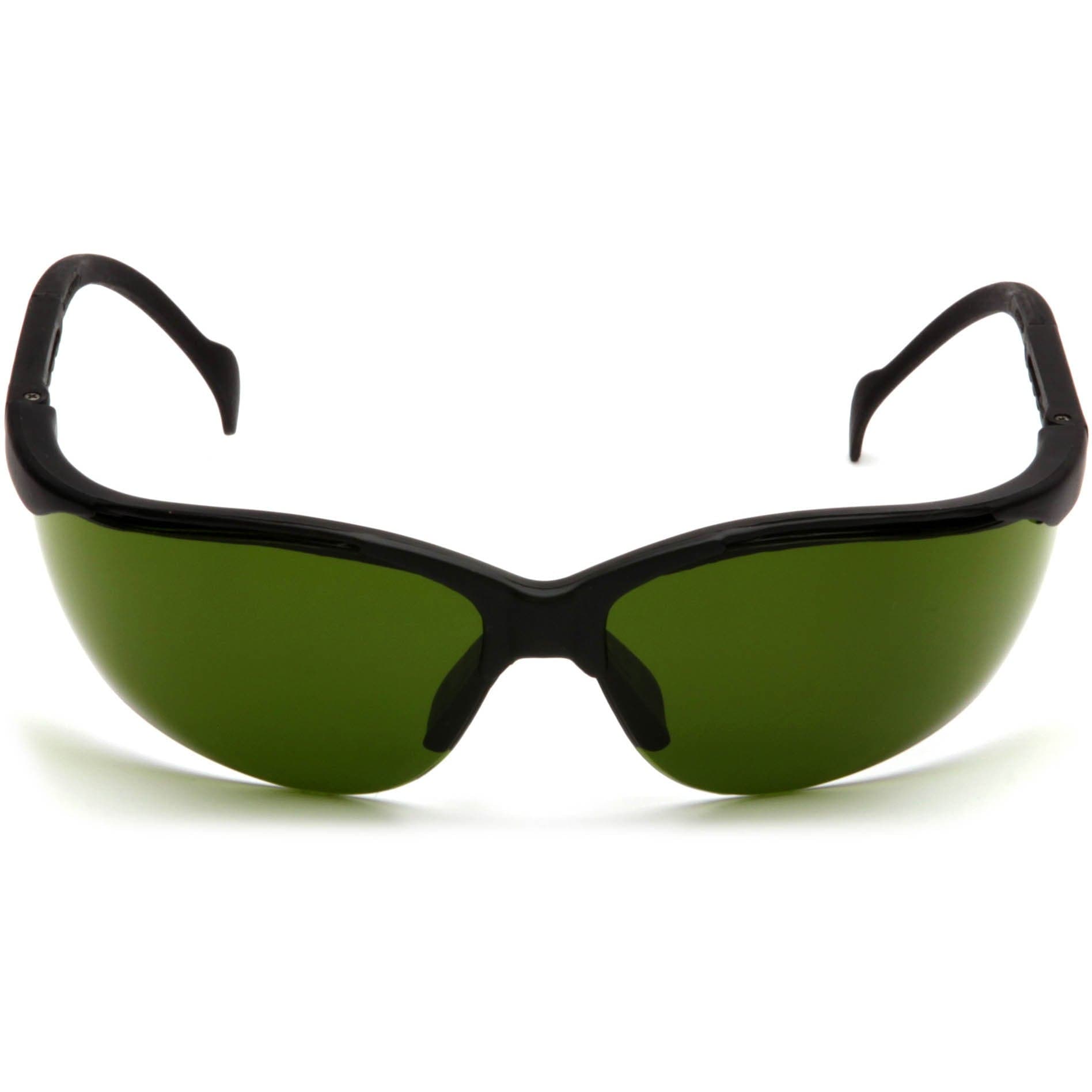 Pyramex Venture 2 Safety Glasses with Black Frame and Shade 3.0 Lens Front View