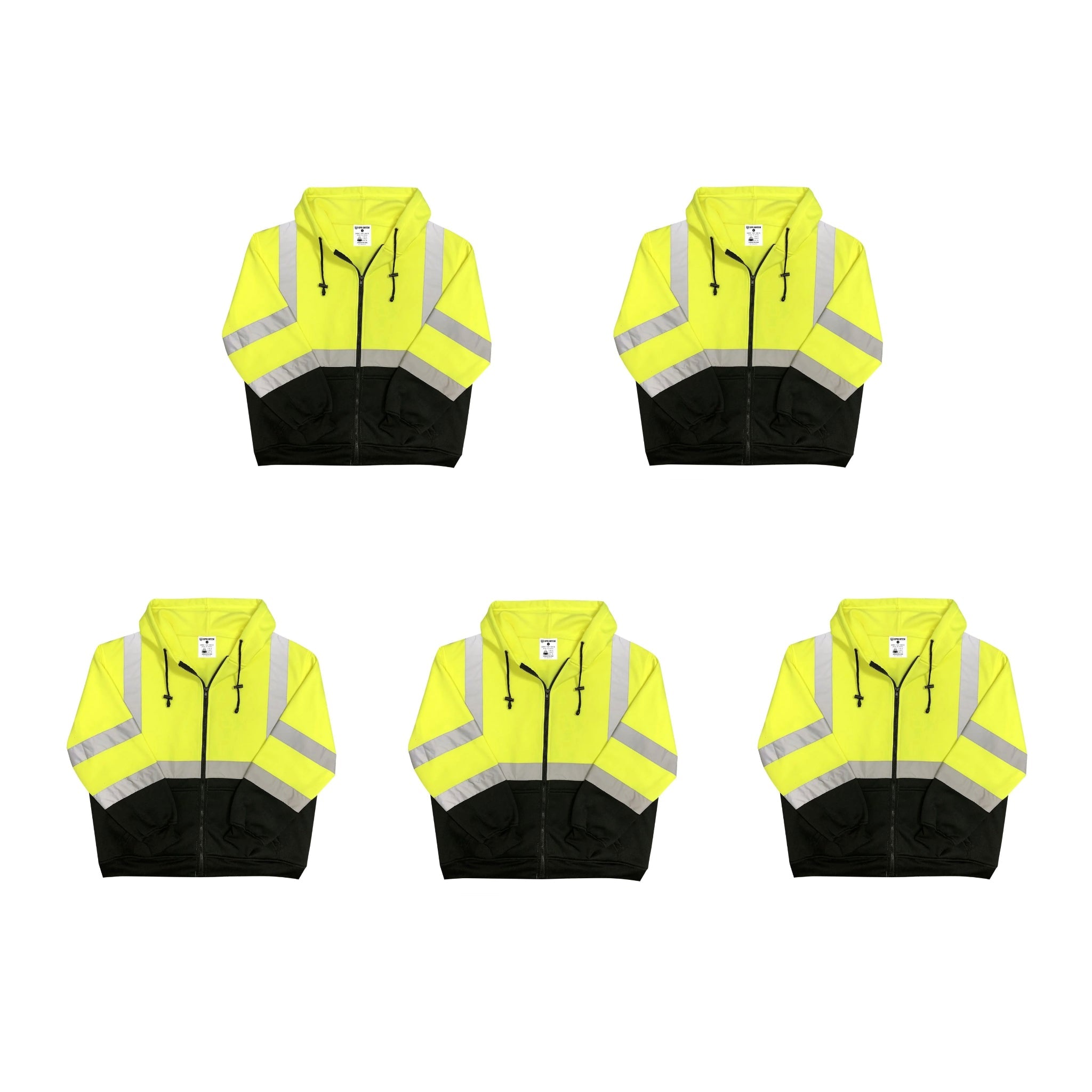 Safety Main 05LWJYB Lightweight Jacket, Class 3, Hi-Vis Yellow with Black Bottom, Pack of 5-SMG05LWJYBLL-5P-ST-Large-Safety Glasses USA-1
