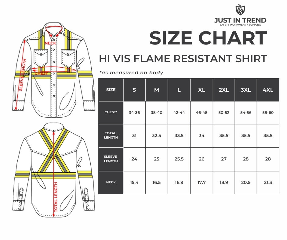 Just In Trend Flame-Resistant High-Visibility Shirt 100% Cotton