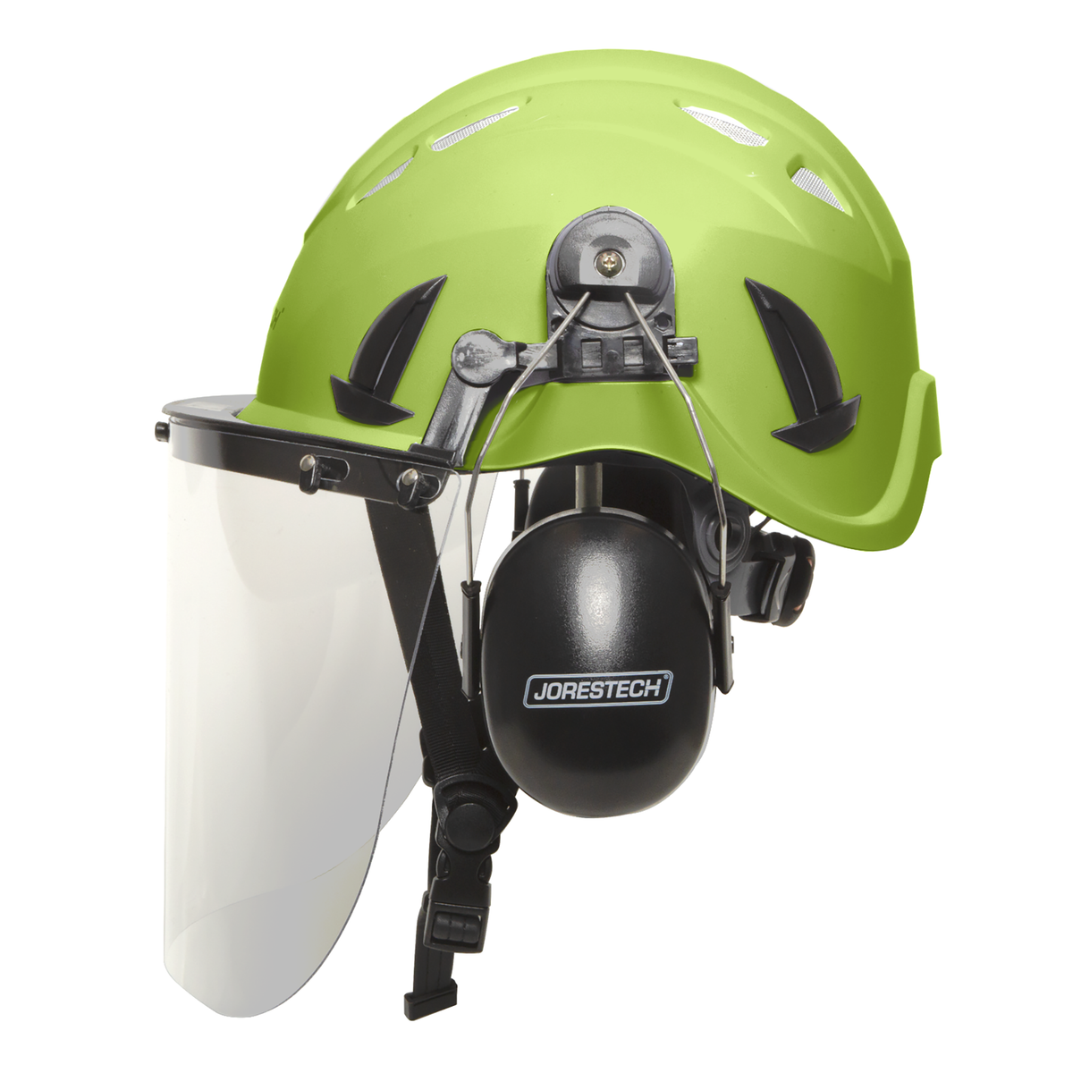 Jorestech Safety Helmet System with Polycarbonate Face Shield and Earmuffs