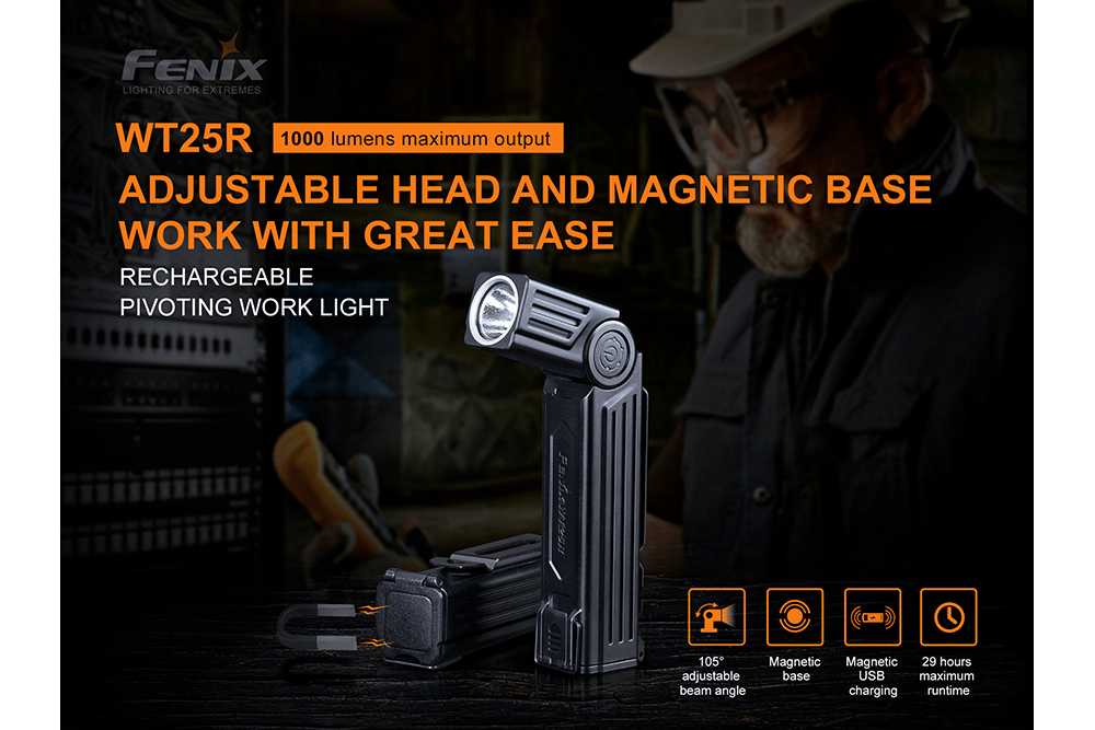 Fenix WT25R Adjustable Head LED Flashlight - 1000 Lumens-sku-44858604716328-Safety Glasses USA-6