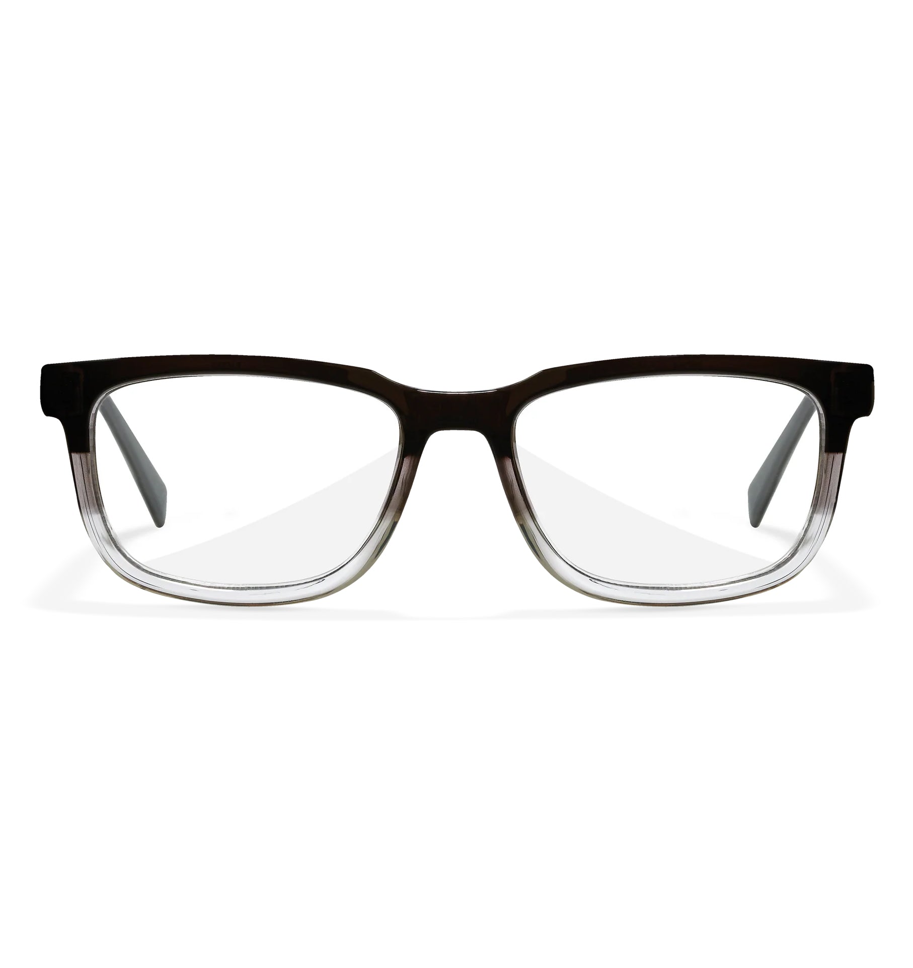 Wiley X Judge prescription safety glasses with a dark brown to clear fade Triloid nylon frame.