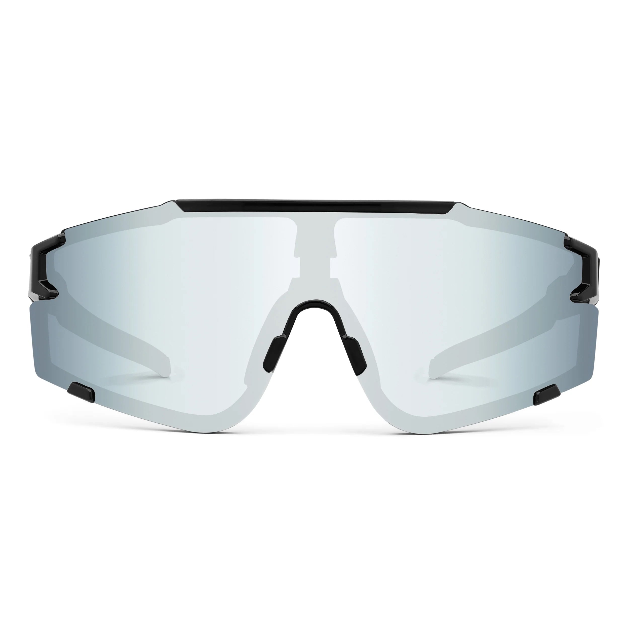 Wye Delta Z87+ safety glasses with a wraparound mirrored lens and black frame accents on a white background.