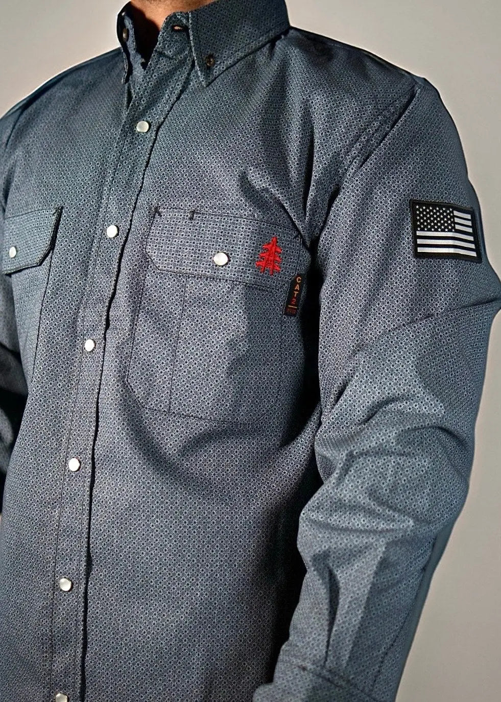 Static FR Flame-Resistant Work Shirt Pearl Snap - Forged Gray-Safety Glasses USA-2