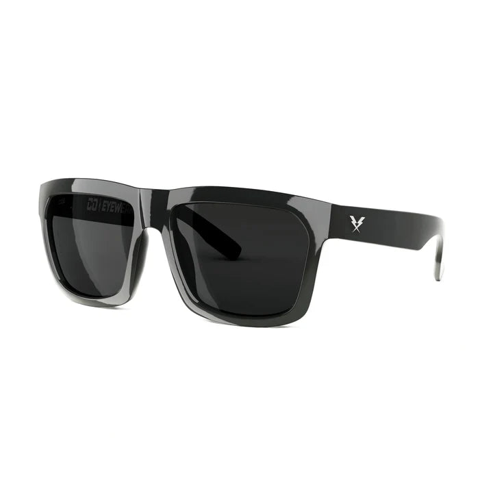 CO Eyewear Hard Money Z87 XL Safety Glasses with Gloss Black Frame-1hmgs-Smoke Lenses-Safety Glasses USA-1