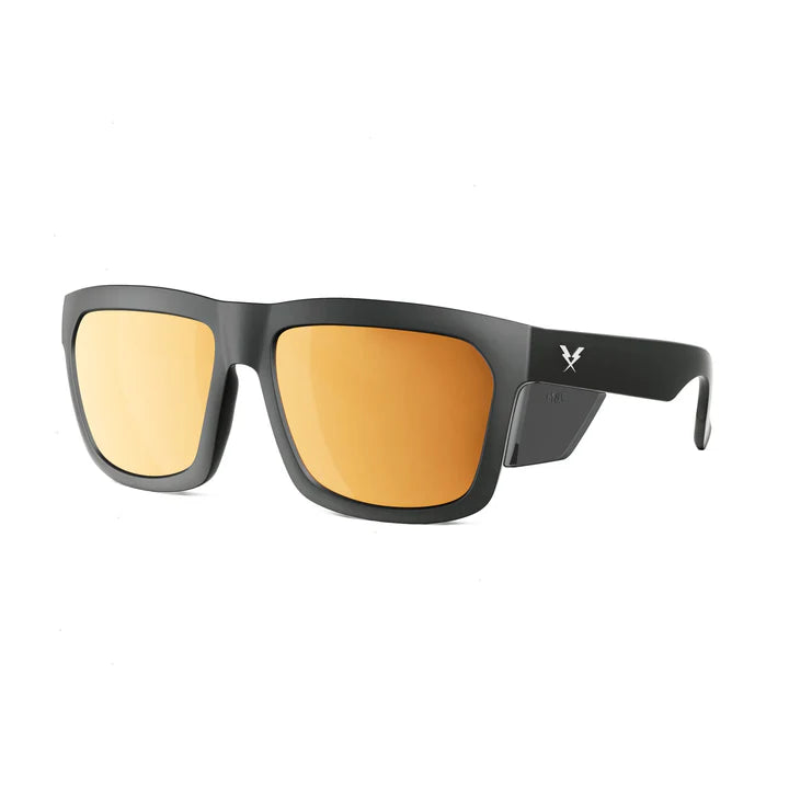 CO Eyewear Hard Money Z87+ XL Safety Glasses with Matte Black Frame-hmbp-Polarized Gold Mirror Lens-Safety Glasses USA-12