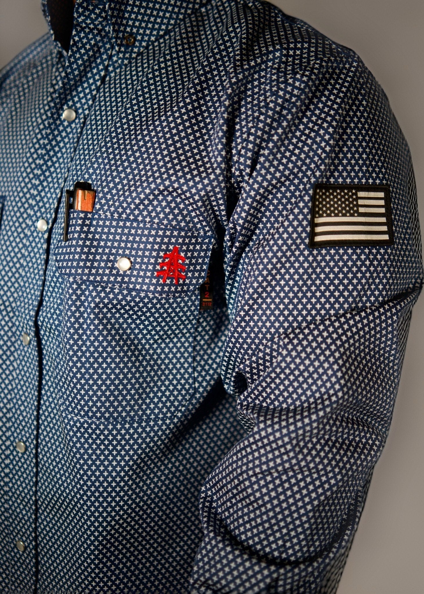 Static FR Flame-Resistant Work Shirt Pearl Snap - Honor Navy-Safety Glasses USA-4