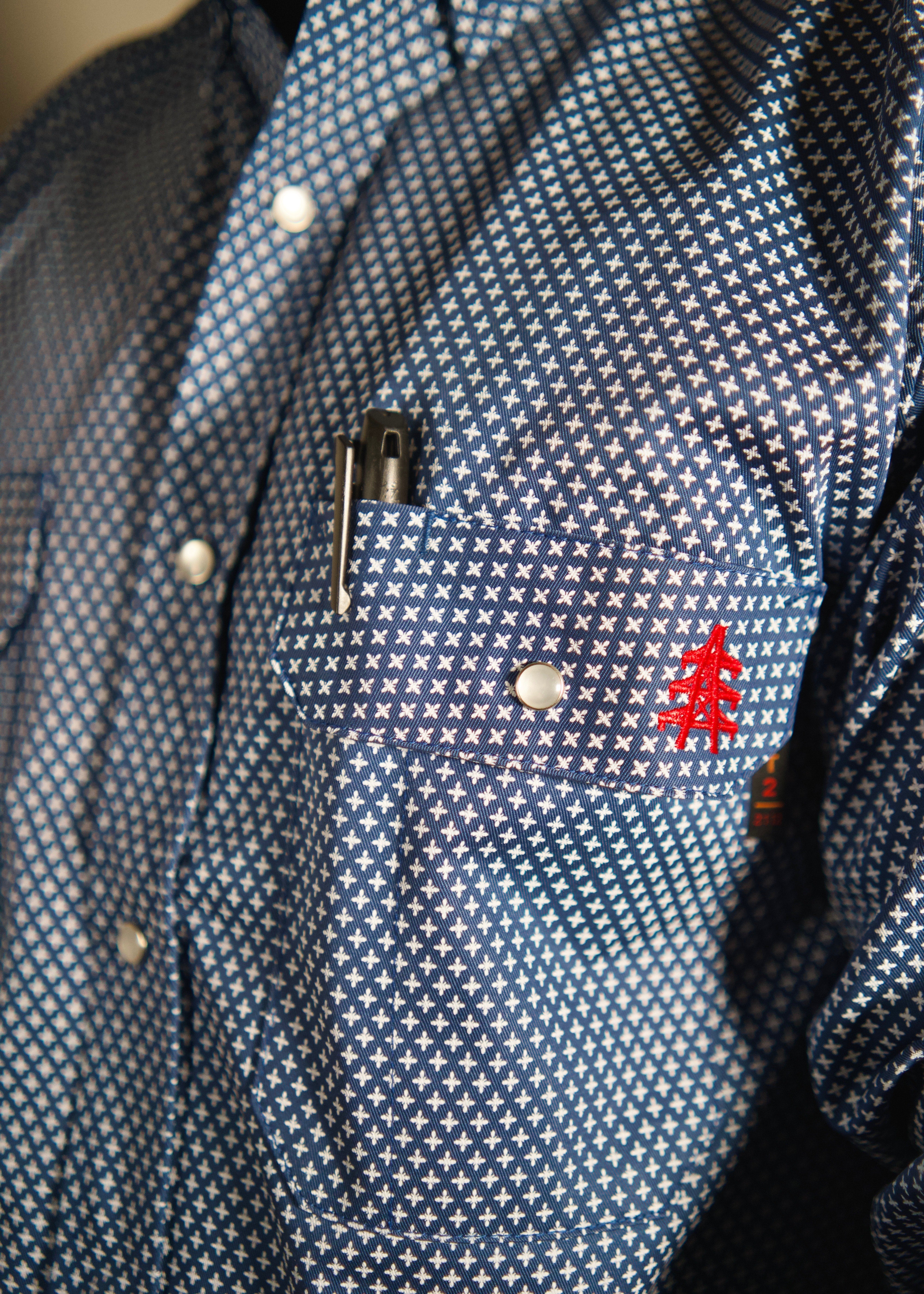 Static FR Flame-Resistant Work Shirt Pearl Snap - Honor Navy-Safety Glasses USA-3