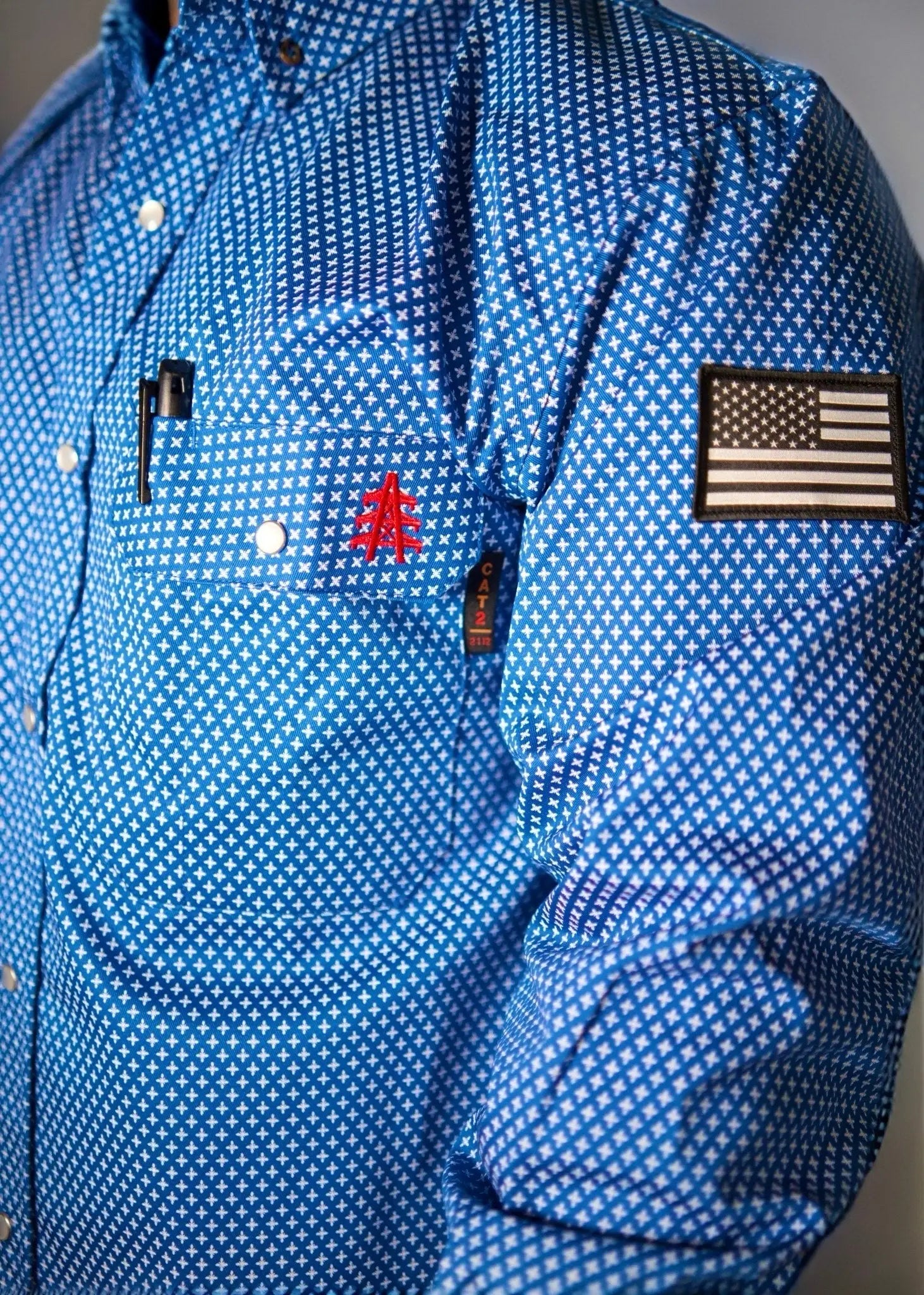 Static FR Flame-Resistant Work Shirt Pearl Snap - Royal Blue-Safety Glasses USA-2