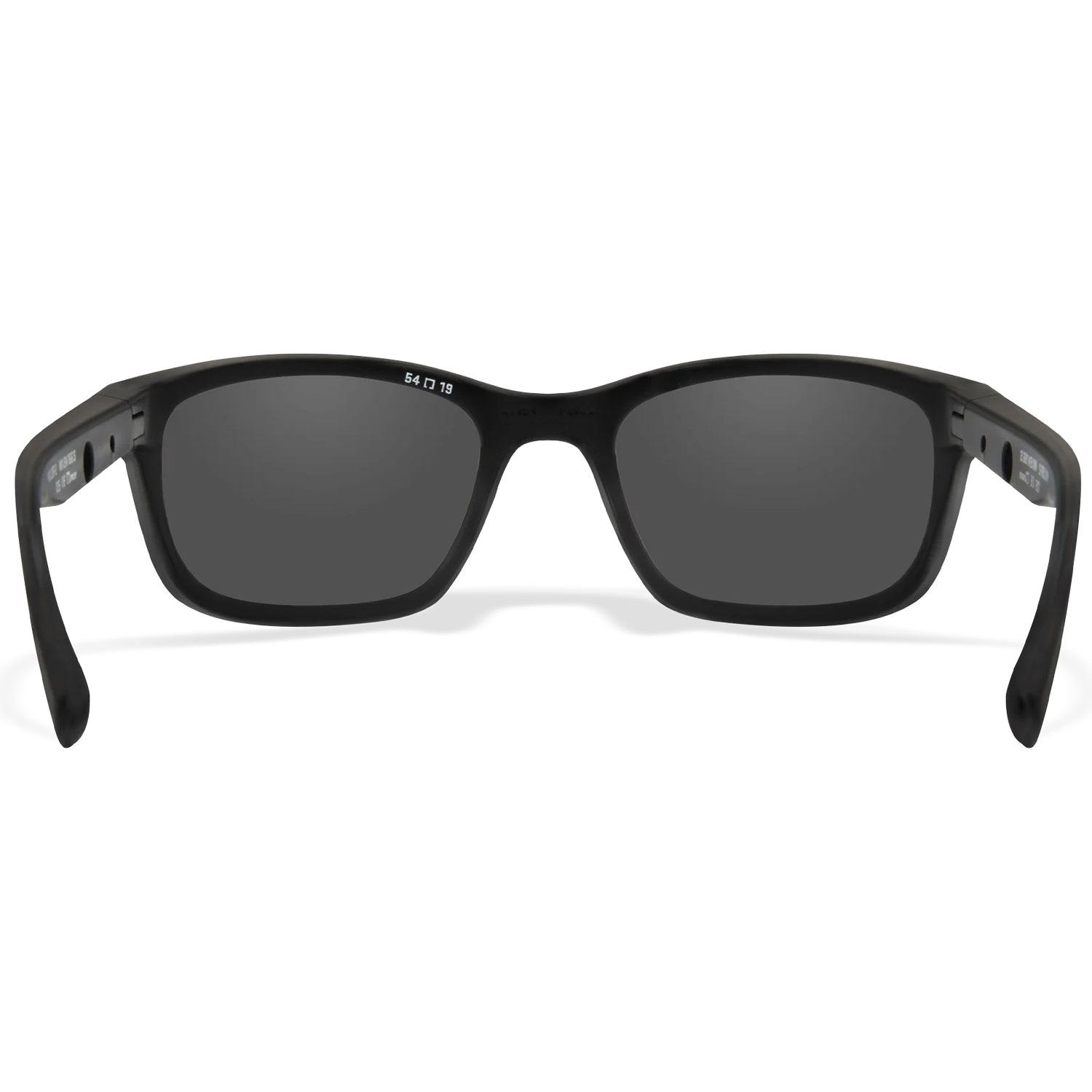 Matte black Wiley X Helix prescription safety glasses with dark lenses and ANSI Z87.1+ certification.
