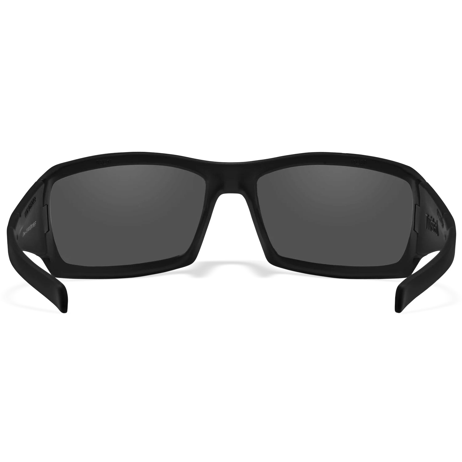 Black Wiley X Twisted Alternative Fit safety glasses with dark lenses and wide temple arms.
