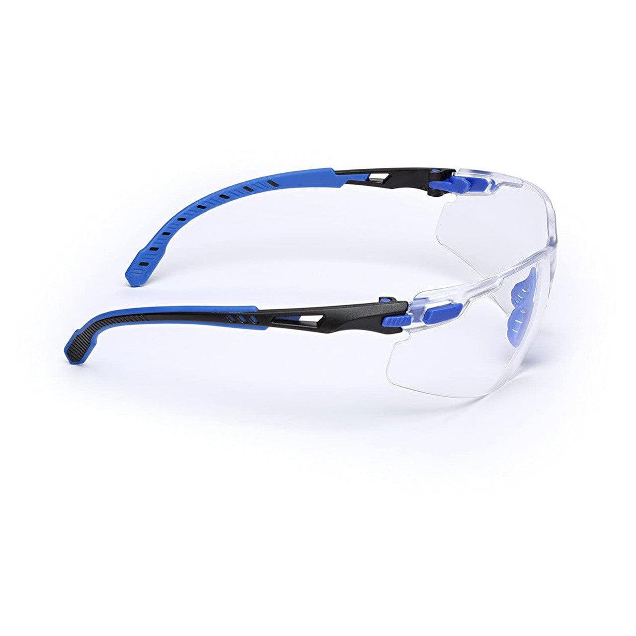 3M Solus Safety Glasses Blue Temples Clear Anti-Fog Lens S1101SGAF Side