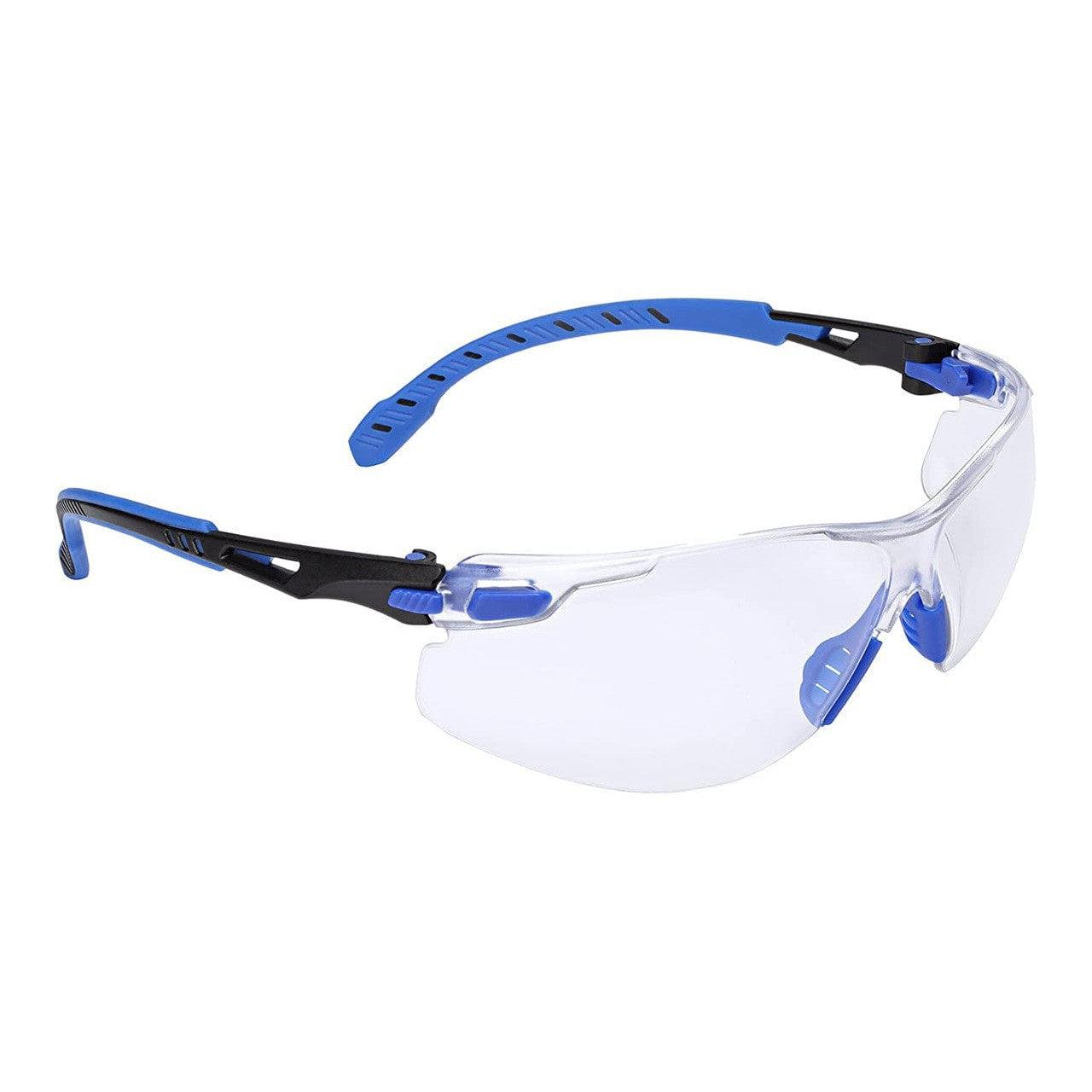 3M Solus Safety Glasses Blue Temples Clear Anti-Fog Lens S1101SGAF Profile