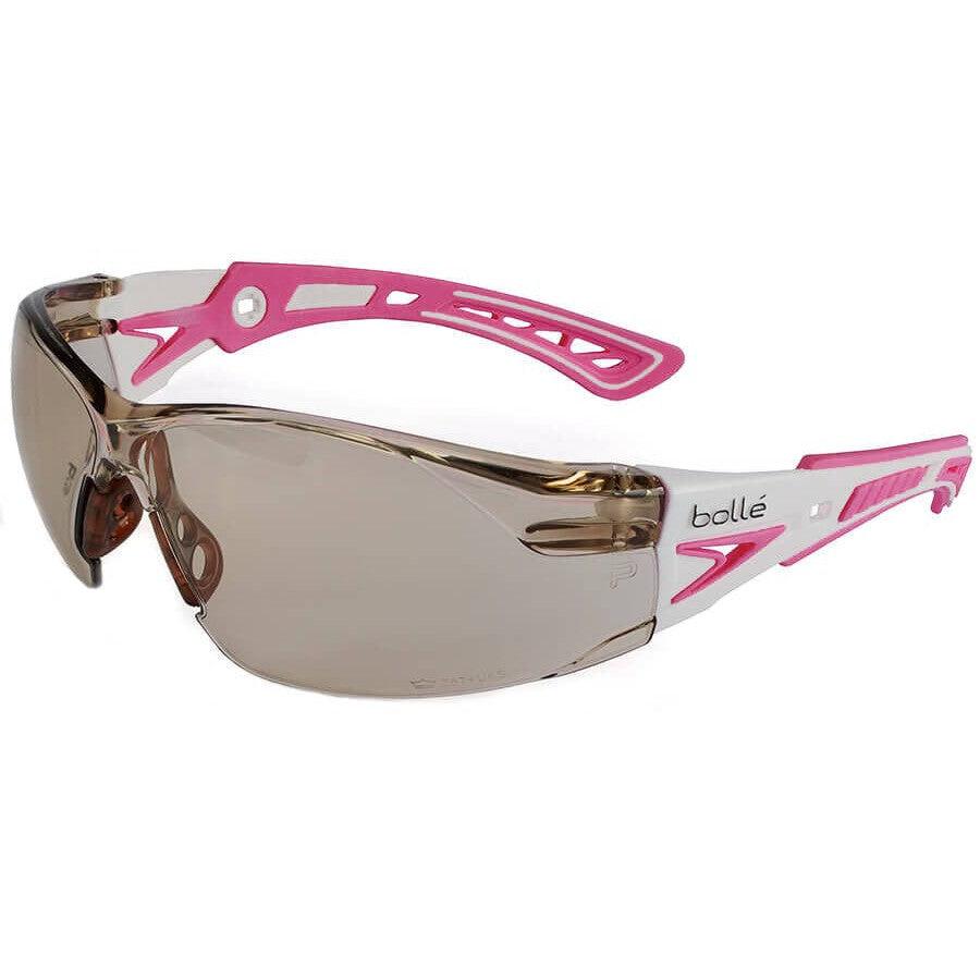Bolle Rush Plus Small Safety Glasses with White/Pink Temples and CSP Lens with Platinum Anti-Fog