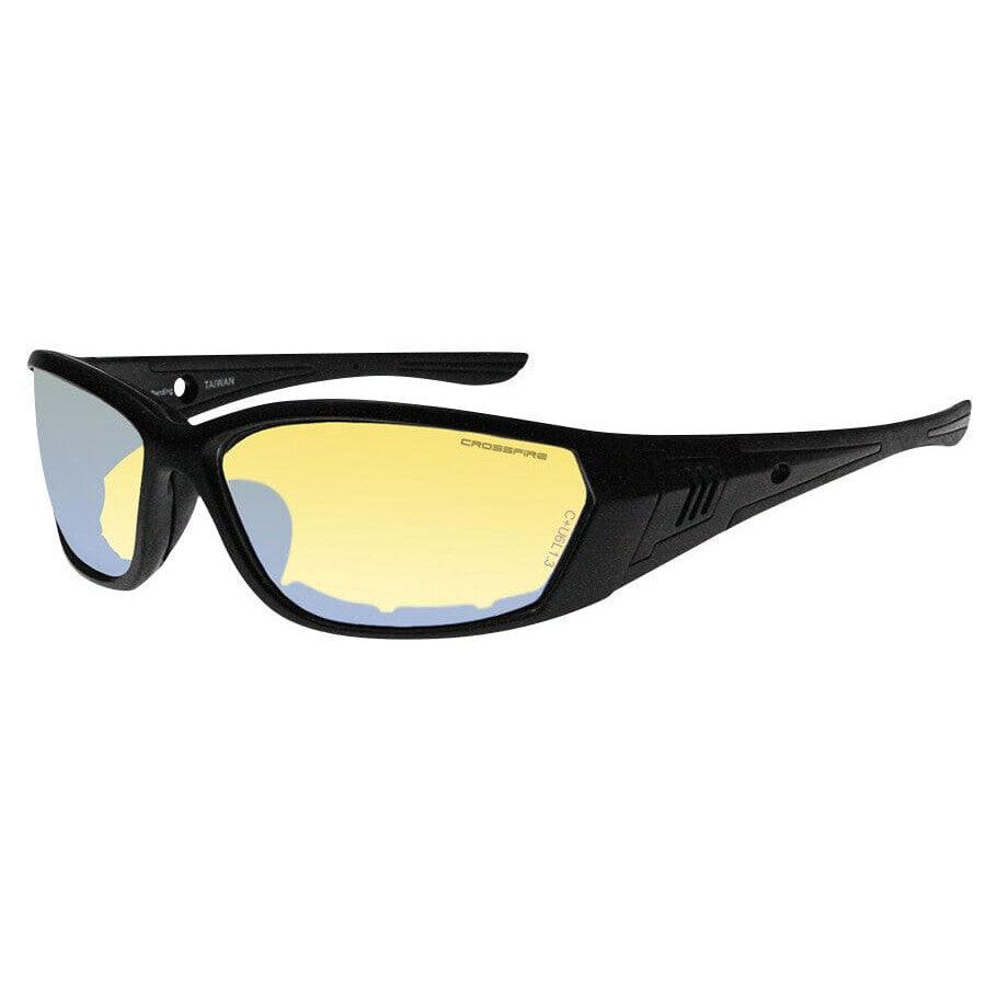 Crossfire 710 Foam Lined Safety Glasses with Matte Black Frame and Indoor-Outdoor Indigo Flash Anti-Fog Lens