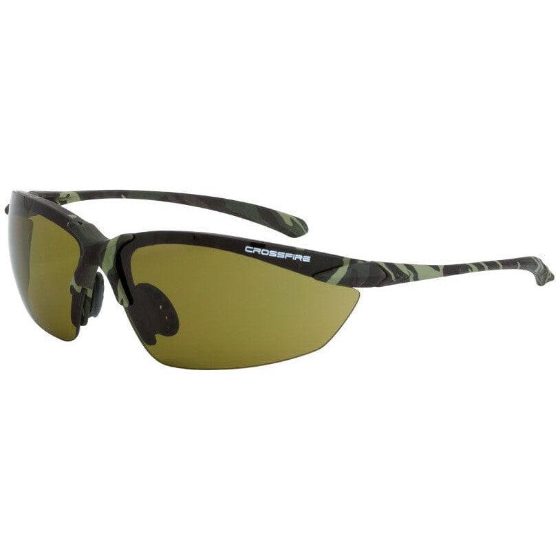 Crossfire Sniper Safety Glasses with Military Green Camo Frame and HD Green Lens
