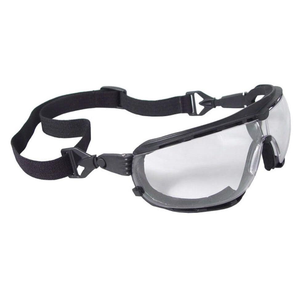 Radians Dagger Foam-Lined Safety Glasses/Goggle with Clear Anti-Fog Lens - shown with included strap