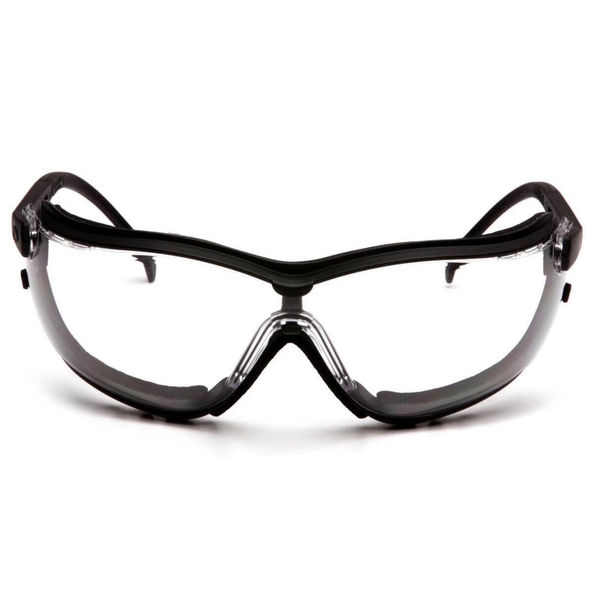 Pyramex V2G Safety Glasses/Goggles with Black Frame and Clear H2MAX Anti-Fog Lens GB1810STM - Front View