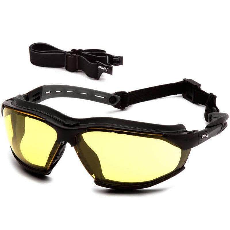 Pyramex Isotope Safety Glasses/Goggles Black Frame Amber H2MAX Anti-Fog Lens GB9430STM