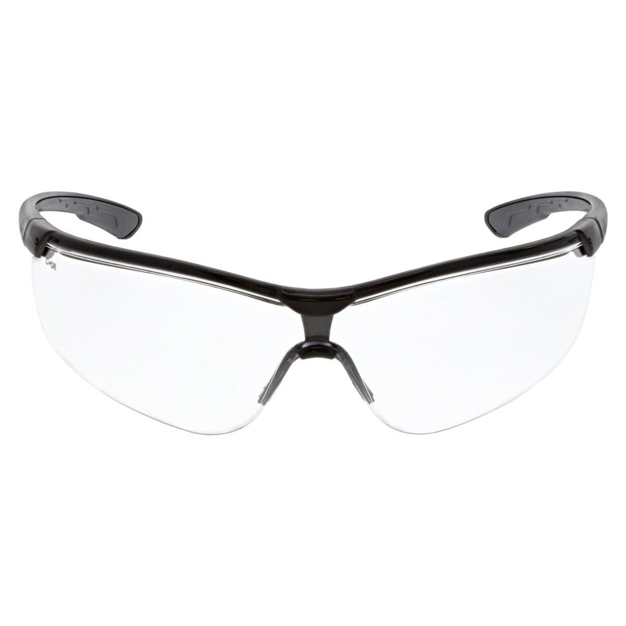 MCR Safety Klondike KD7 Safety Glasses with Black Frame and Clear MAX6 Anti-Fog Lens KD710PF - Front View