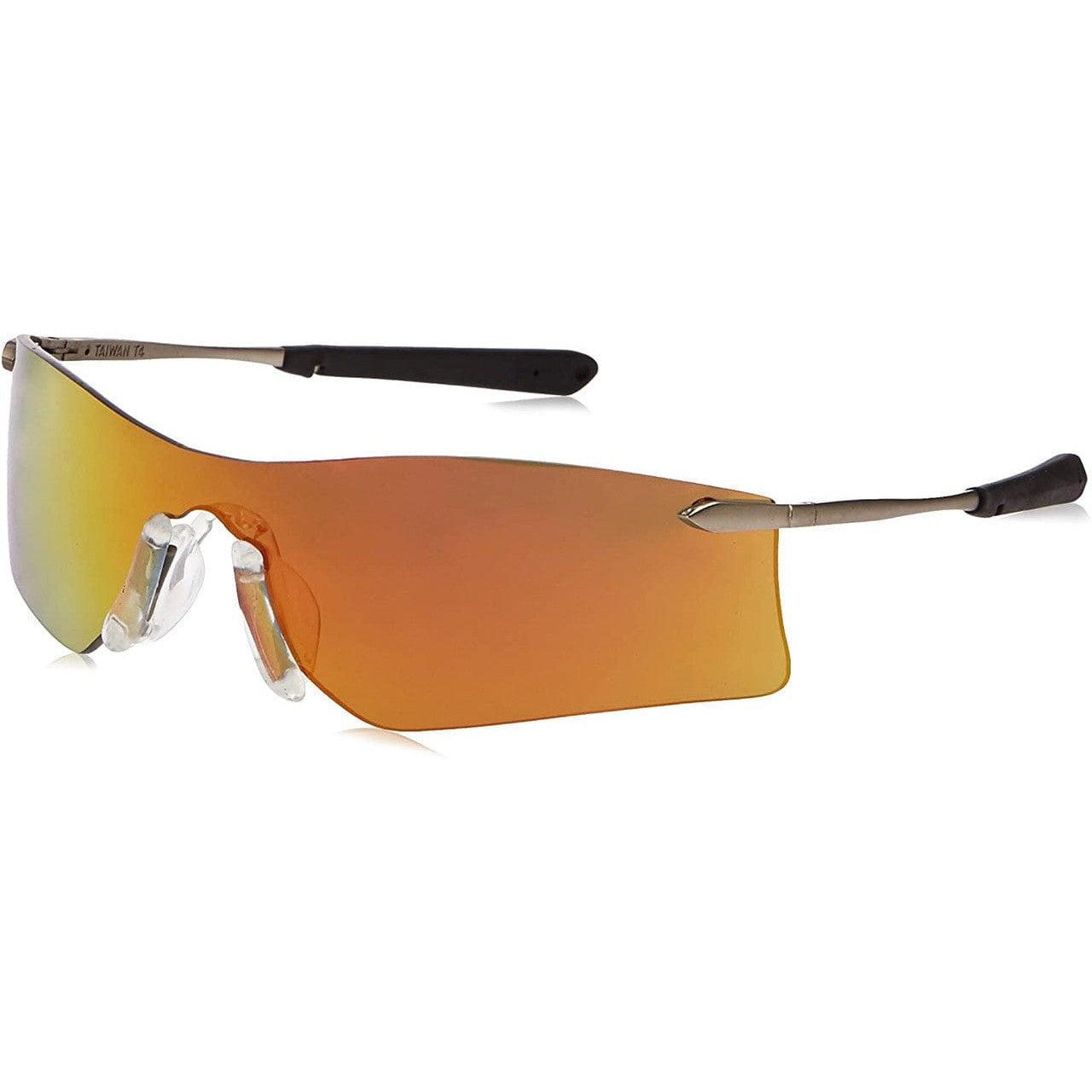 MCR Safety T411R Rubicon T4 Safety Glasses with Fire Mirror Lens left temple view