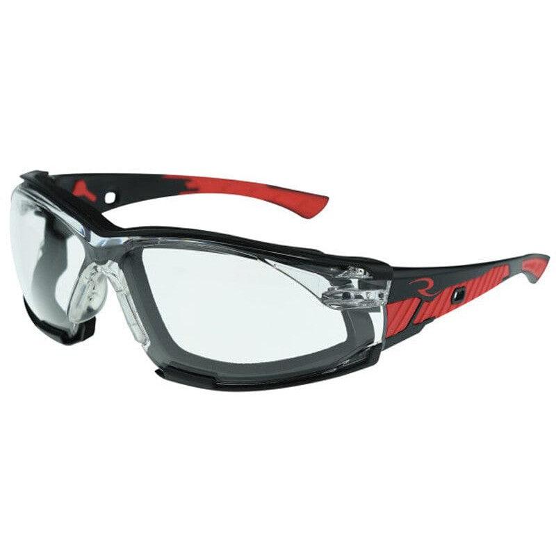 Radians Obliterator Foam-Lined Safety Glasses with Black/Red Frame and Clear IQUITY Anti-Fog Lens - with Foam-Lined Insert