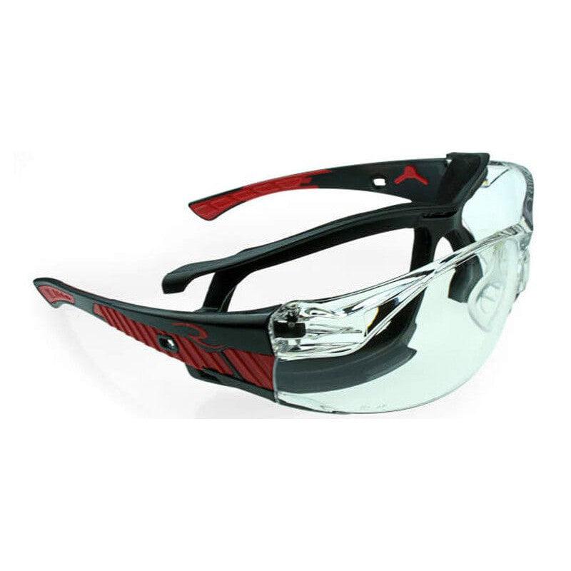 Radians Obliterator Foam-Lined Safety Glasses with Black/Red Frame and Clear IQUITY Anti-Fog Lens - with Foam-Lined Insert