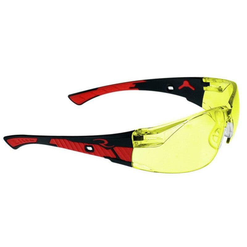 Radians Obliterator Safety Glasses with Black/Red Frame and Amber Lens
