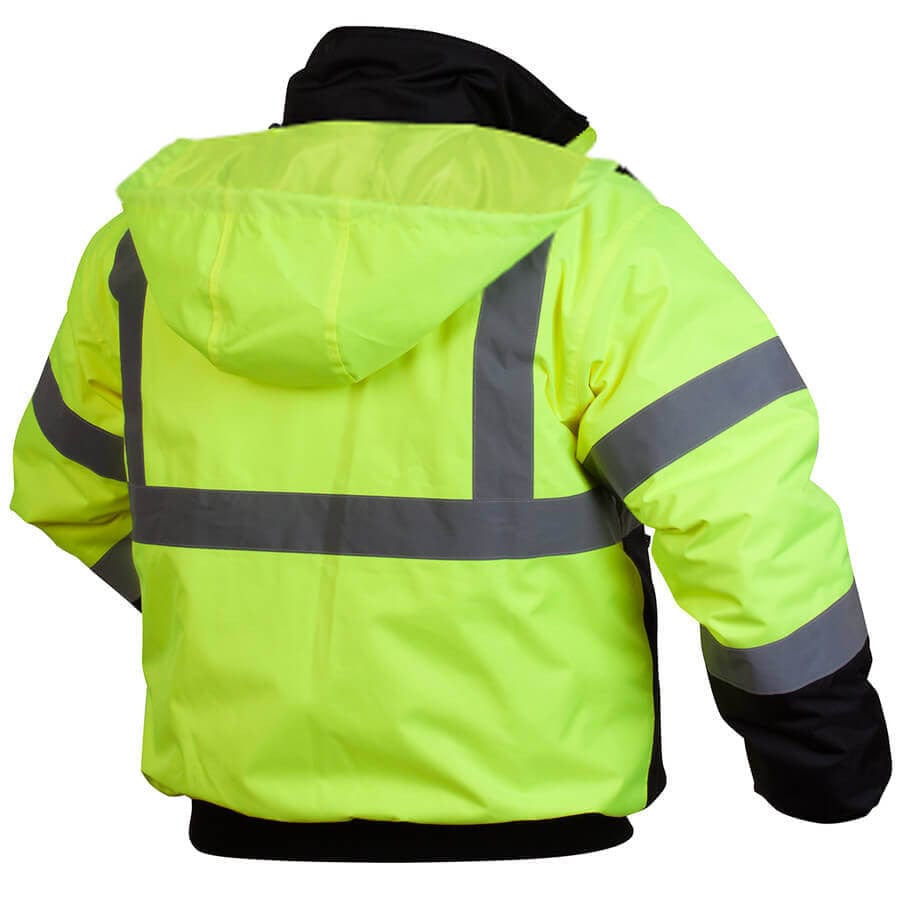 Pyramex RJ3210 Type R Class 3 Black Bottom Bomber Jacket - Quilted Built-In Liner Back View