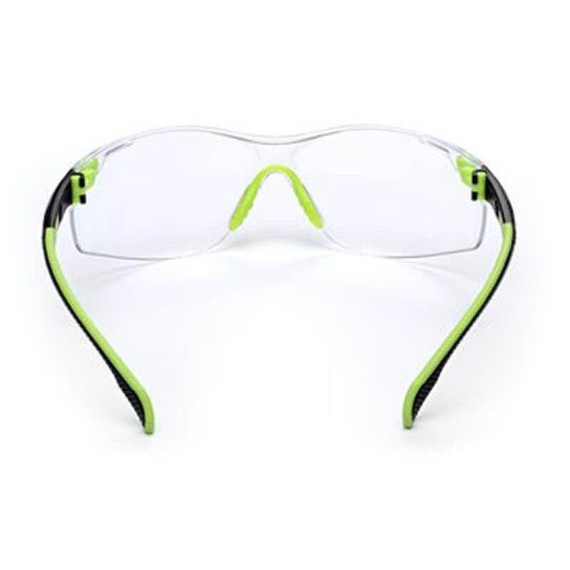 3M Solus Safety Glasses with Green Temples and Clear Anti-Fog Lens S1201SGAF - Back View