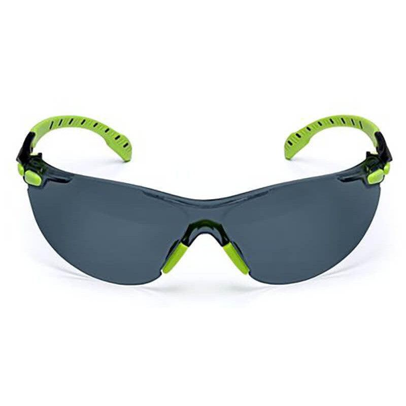 3M Solus Safety Glasses with Green Temples and Gray Anti-Fog Lens S1202SGAF - Front View