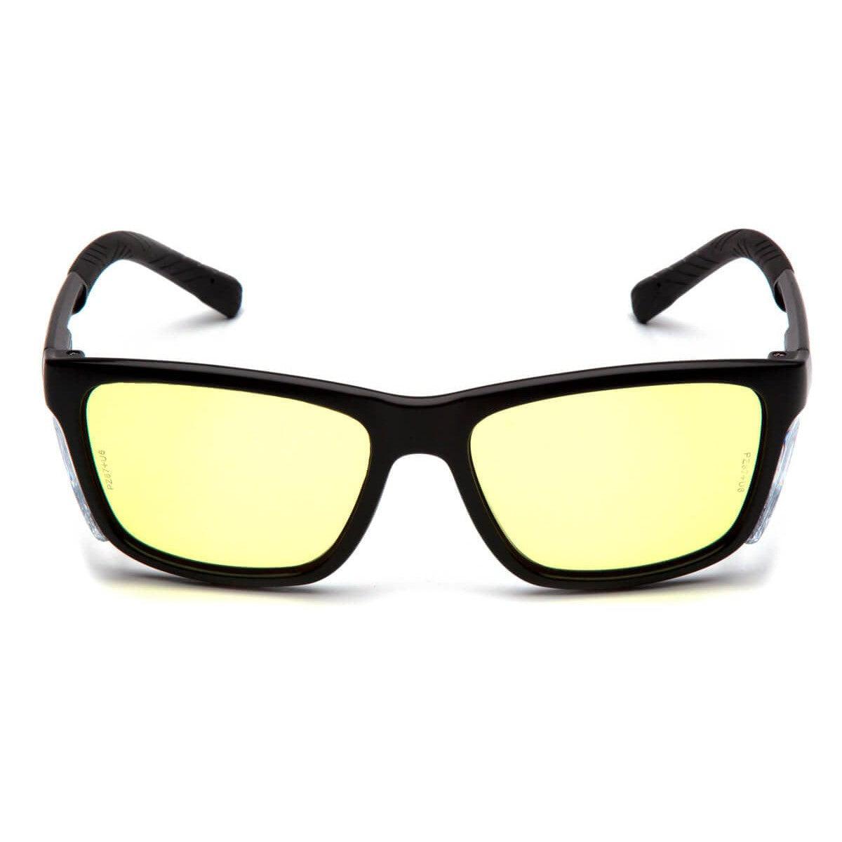 Pyramex Conaire Safety Glasses with Black Frame and UV400 Blue Block Lens SB10734D - Front View