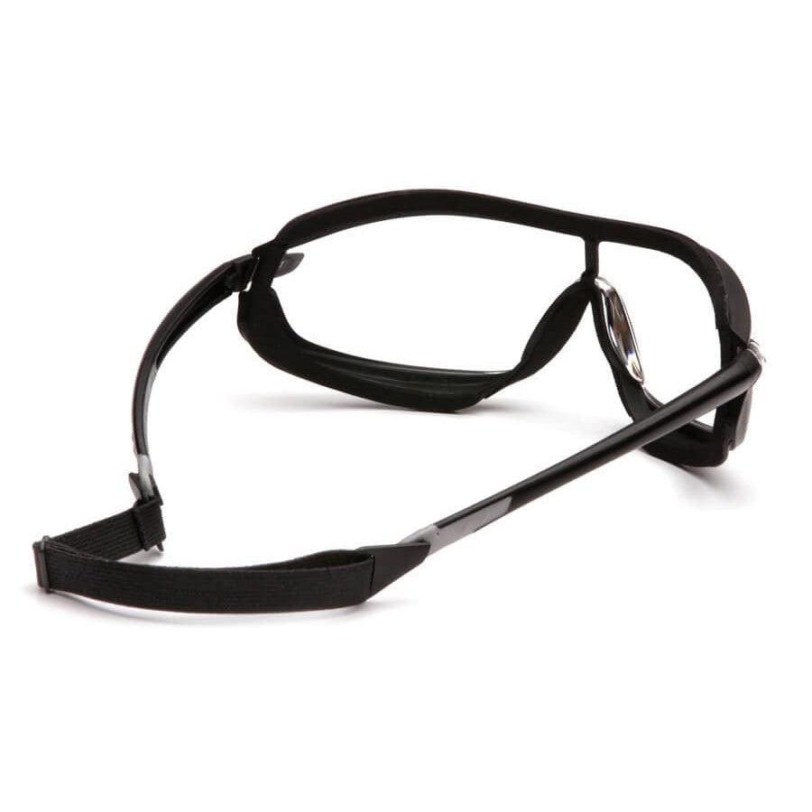 Pyramex XS3 Plus Safety Glasses with Black Padded Frame and Clear Anti-Fog Lens - Back