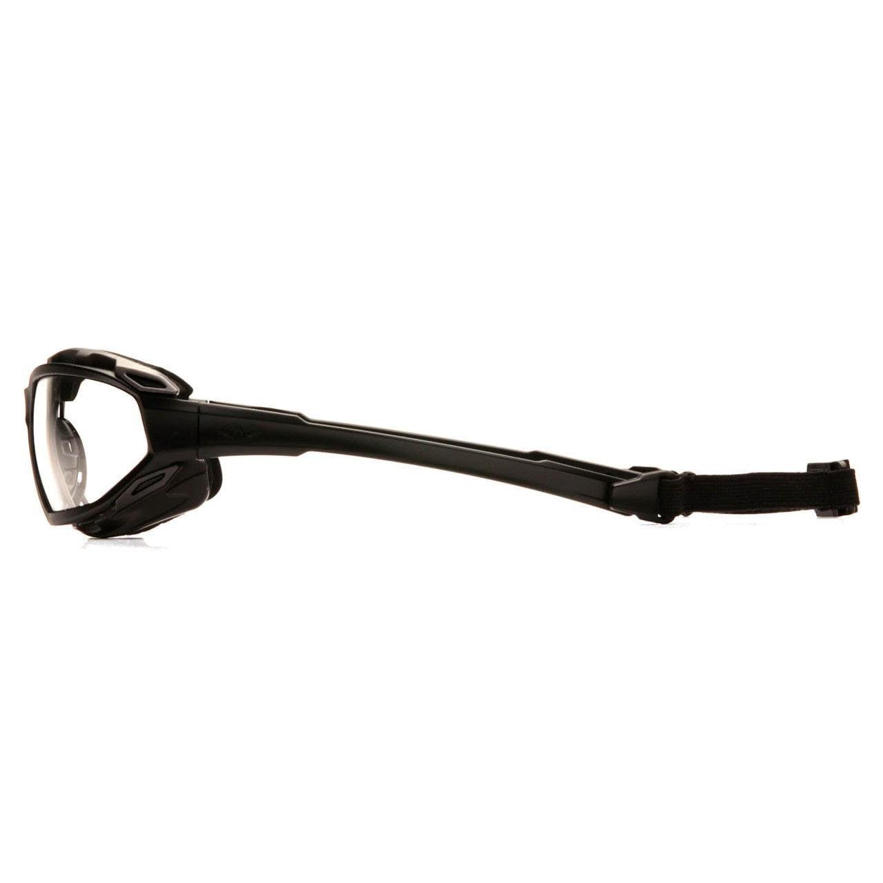 yramex Highlander Plus Safety Glasses Black Foam-Lined Frame Clear Anti-Fog Lens SBG5010DT Side