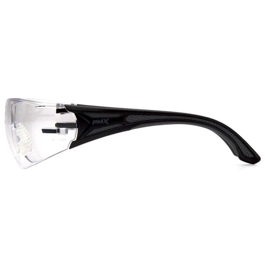 Pyramex Endeavor Plus Safety Glasses with Black/Gray Temples and Clear Anti-Fog Lens SBG9610ST - Side View
