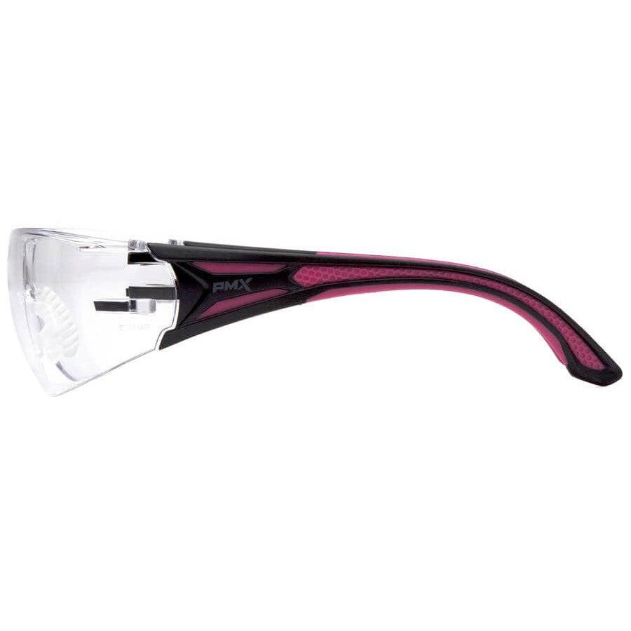 Pyramex Endeavor Plus Safety Glasses with Black/Pink Temples and Clear Lens - Side