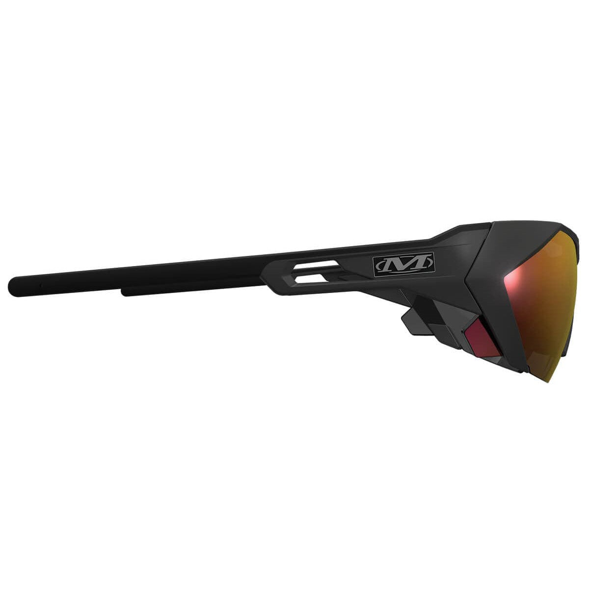 Mechanix Wear Type-E Safety Glasses with Grey Frame and Fire Mirror Anti-Fog Lens VES-21AK-BU - Side View