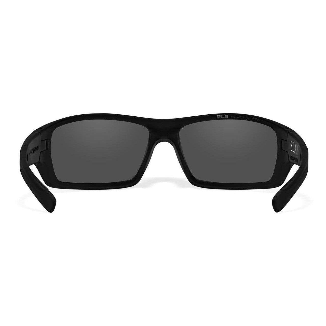 Wiley X Slay Black Ops Safety Sunglasses with Matte Black Frame and Smoke Grey Lens ACSLA01 - Back View