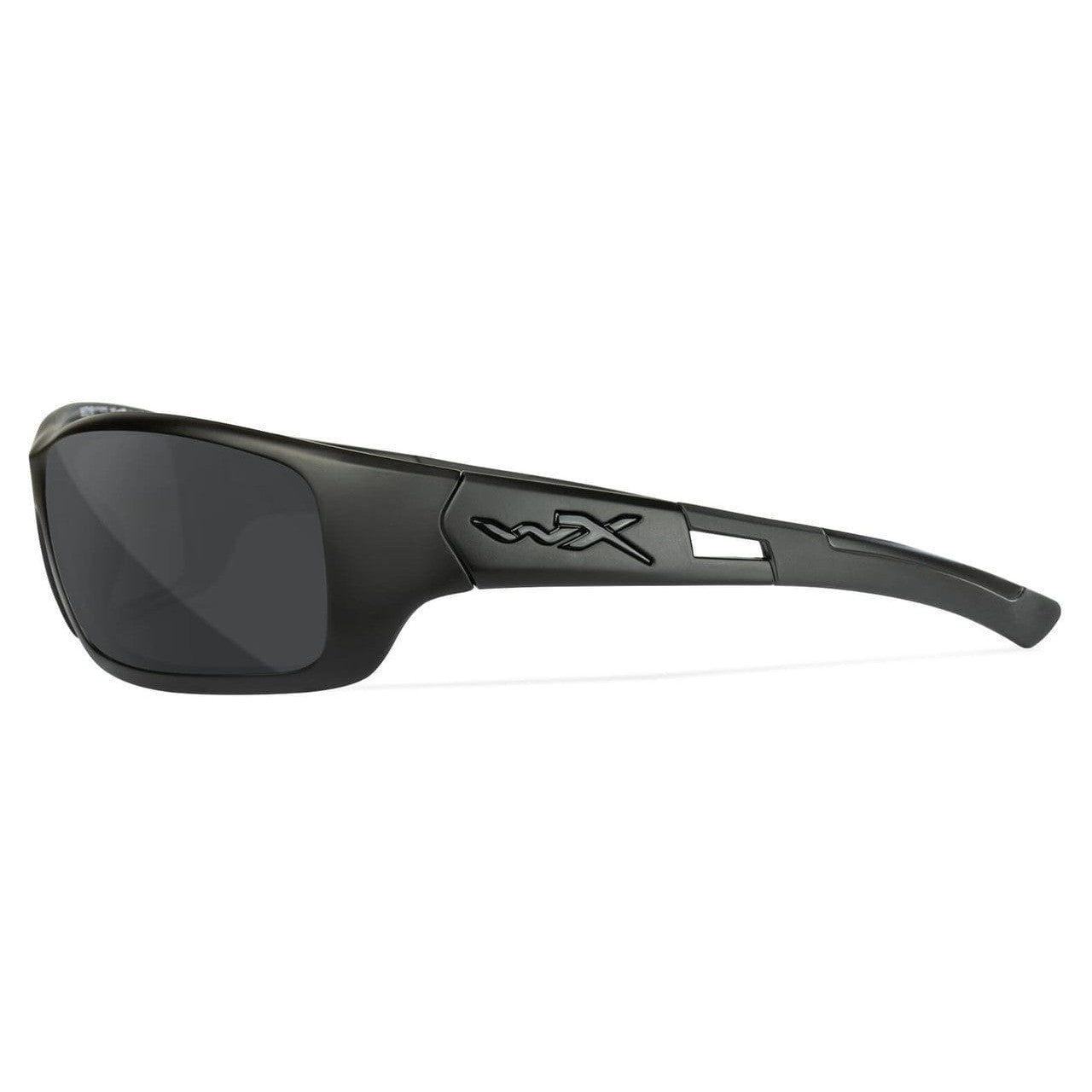 Wiley X Slay Black Ops Safety Sunglasses with Matte Black Frame and Smoke Grey Lens ACSLA01 - Left View