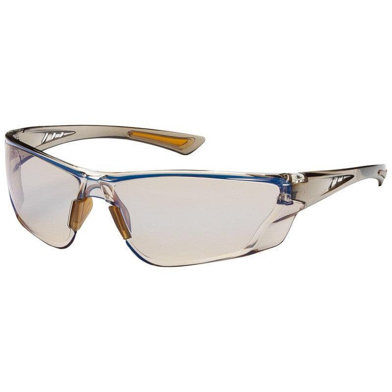 Bouton Recon Safety Glasses with Brown Temple and Indoor/Outdoor Blue Anti-Fog Lens