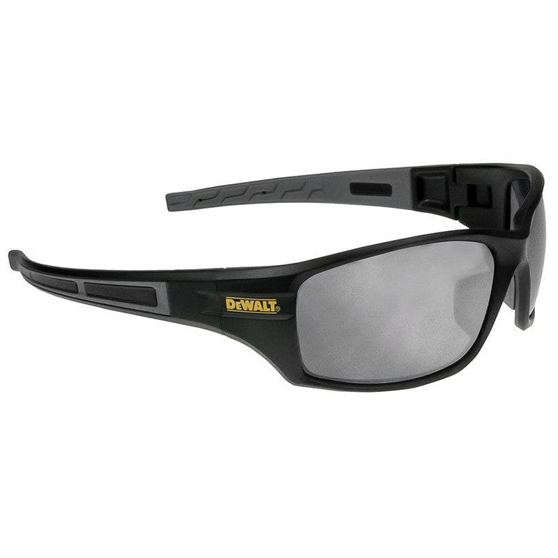 DeWalt Auger DPG101-6D Safety Glasses Black Frame with Silver Mirror Lenses Profile View