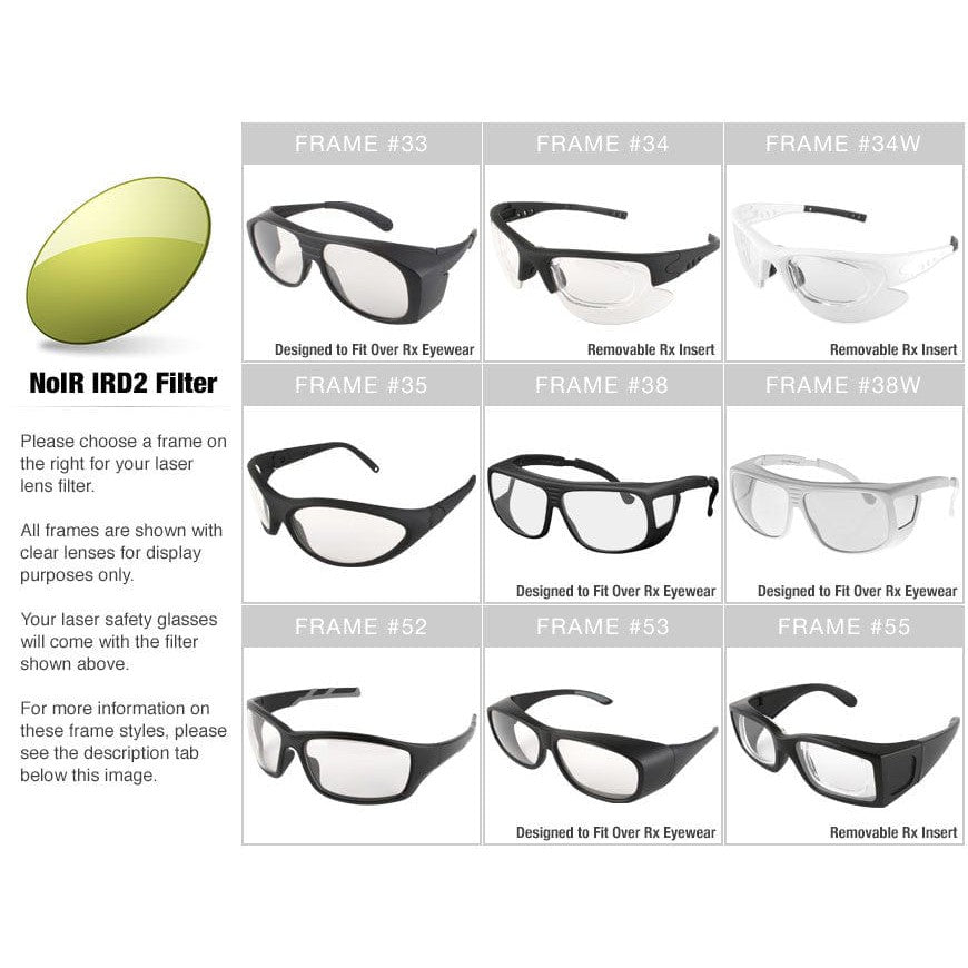 NoIR IRD2 Filter for Broadband IR Diodes, Fiber and Nd:YAG Lasers (830nm-1700nm)--Safety Glasses USA-2