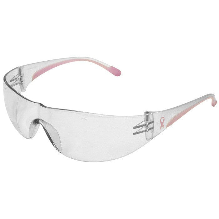 Bouton Eva Women's Safety Glasses with Pink Temple Trim and Clear Anti-Fog Lens