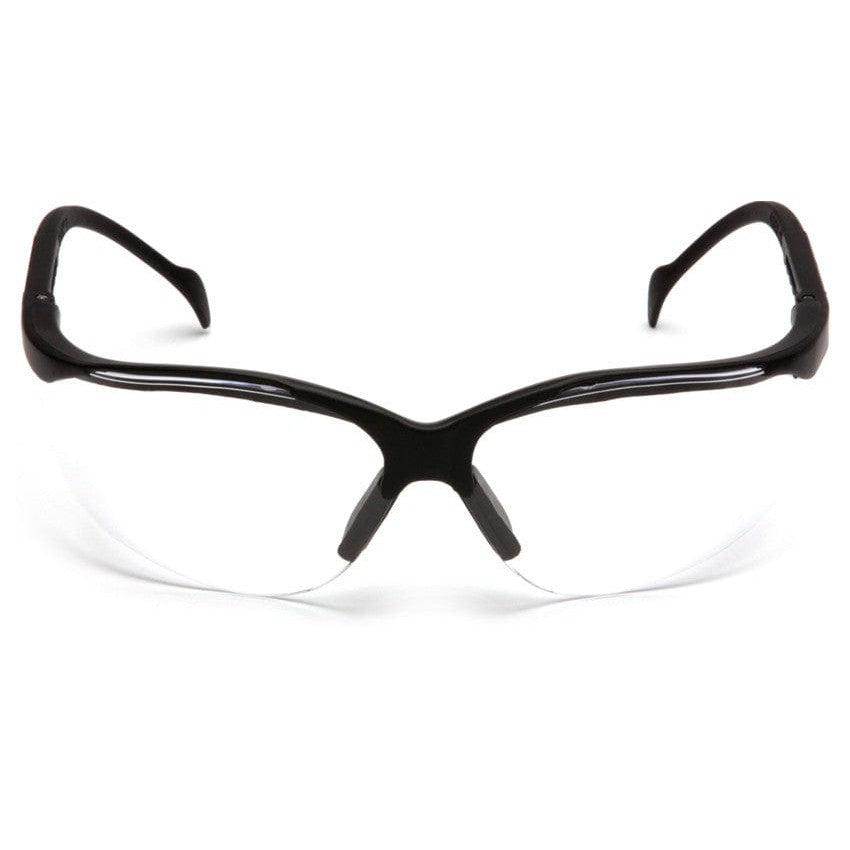 Pyramex Venture 2 Safety Glasses Black Frame Clear Anti-Fog Lens SB1810ST Front View